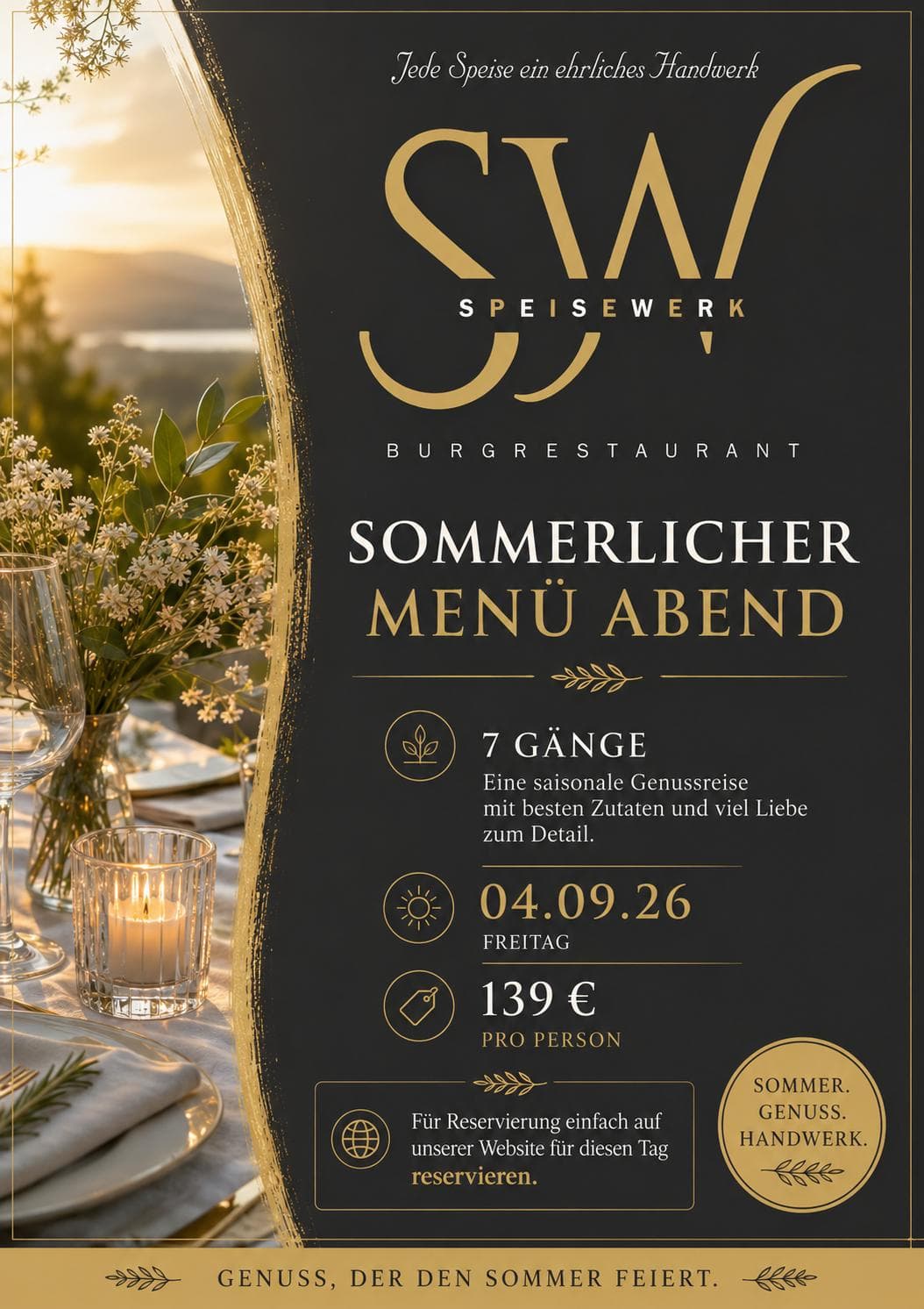 Sommerlicher Menü-Abend – Freitag, 16. Oktober 2026